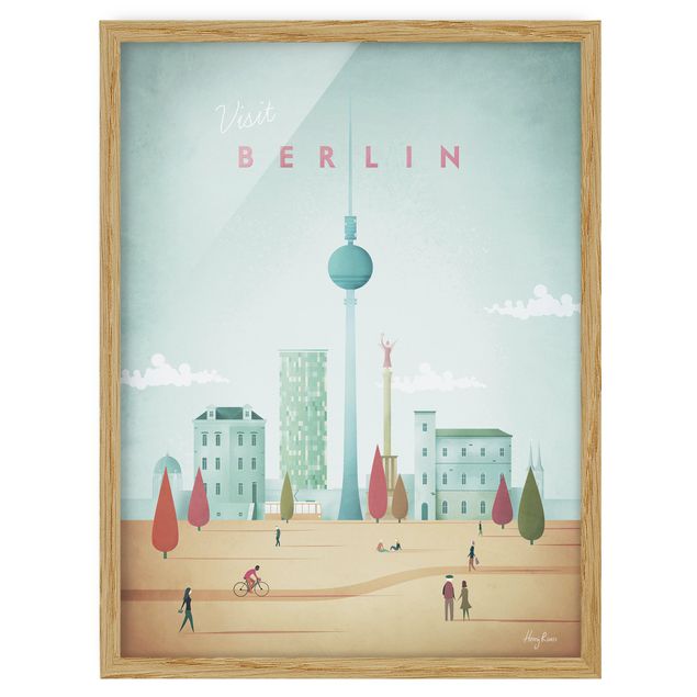 Quadros com moldura vintage Travel Poster - Berlin