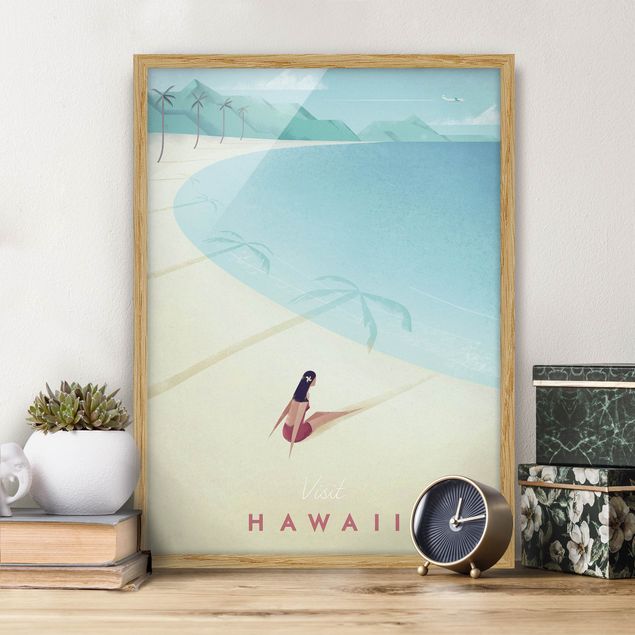 Quadros com moldura praia Travel Poster - Hawaii