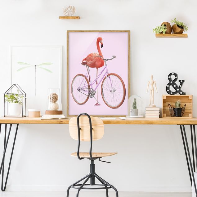Quadros famosos Flamingo With Bicycle