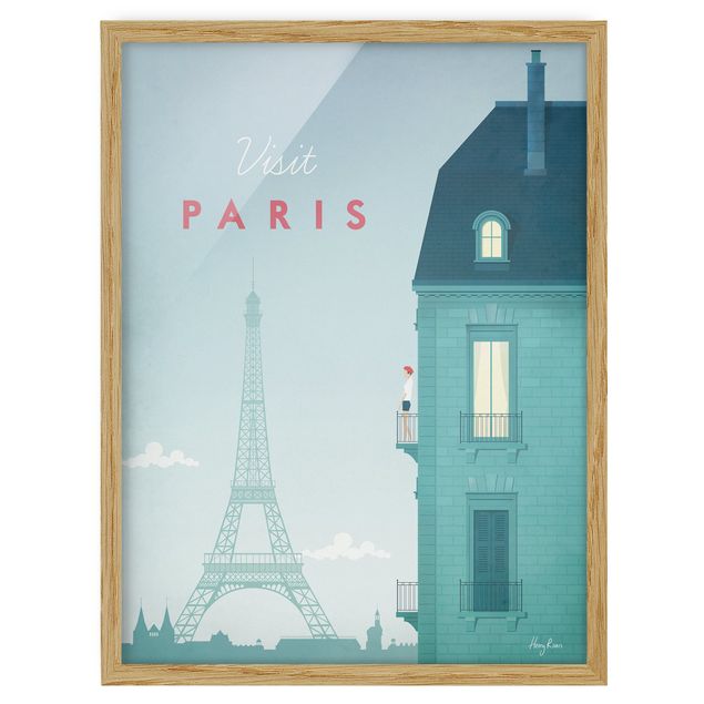 Quadros com moldura vintage Travel Poster - Paris