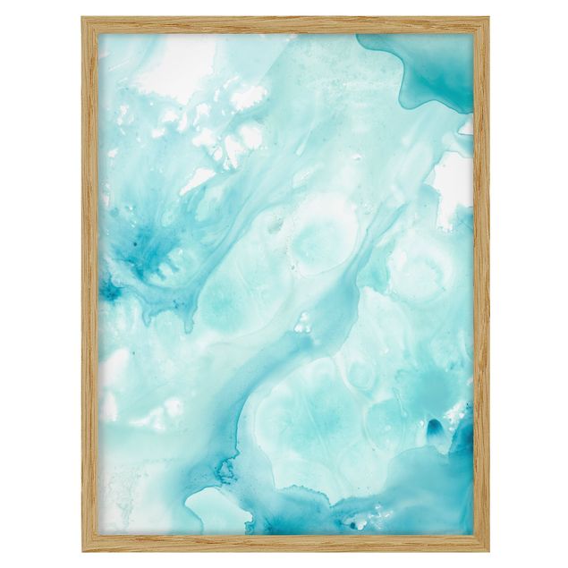 quadros modernos para quarto de casal Emulsion In White And Turquoise I