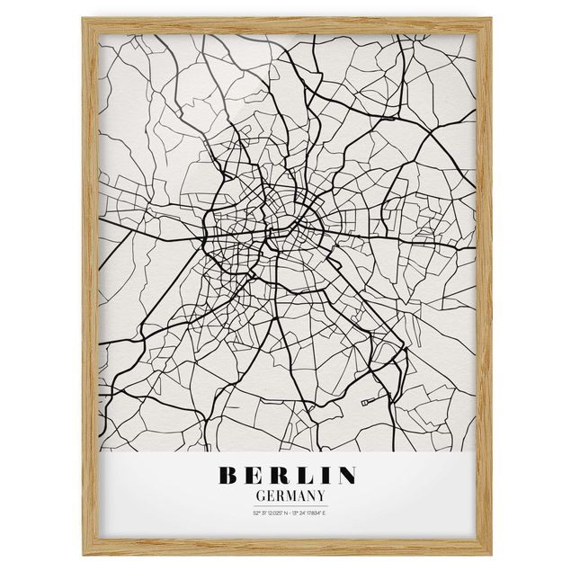 Quadros com moldura mapa-múndi Berlin City Map - Classic