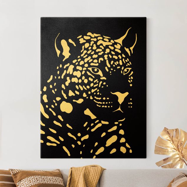 decoraçao para parede de cozinha Safari Animals - Portrait Leopard Black
