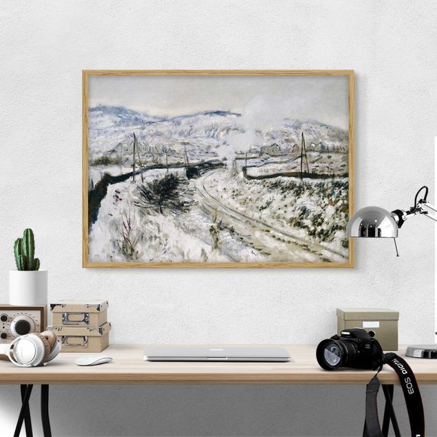 Quadros movimento artístico Impressionismo Claude Monet - Train In The Snow At Argenteuil