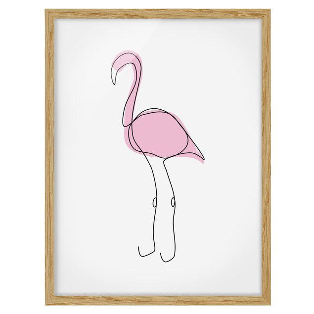 Quadros animais Flamingo Line Art