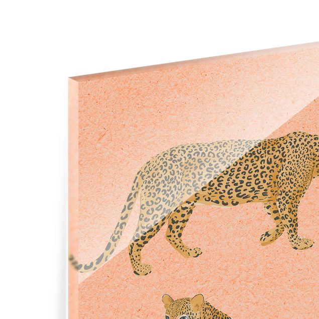 Quadros em laranja Illustration Leopard Pink Painting