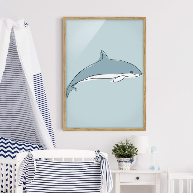 decoração quarto bebé Dolphin Line Art