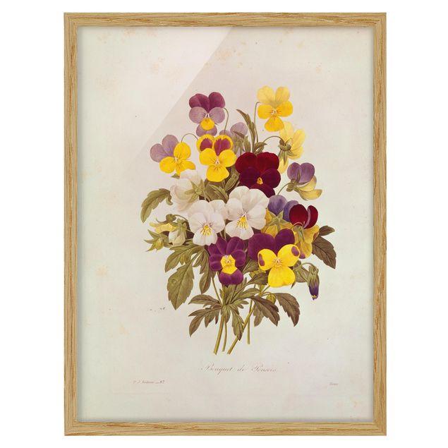 Quadros florais Pierre Joseph Redoute - Bouquet Of Pansies