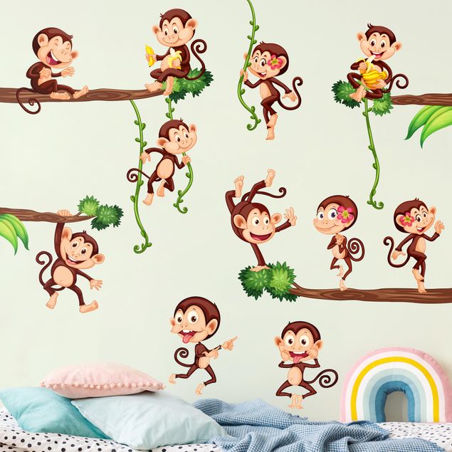 Autocolantes de parede macacos Monkeys of the jungle