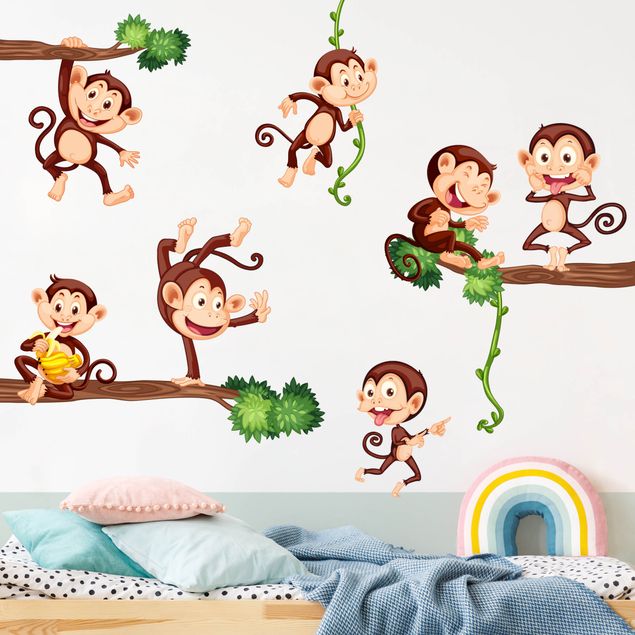 Autocolantes de parede selva Monkey family