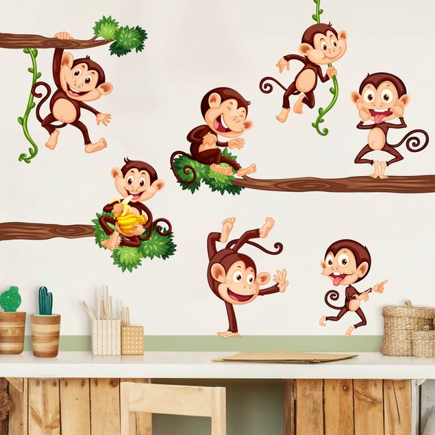 Autocolantes de parede macacos Monkey family