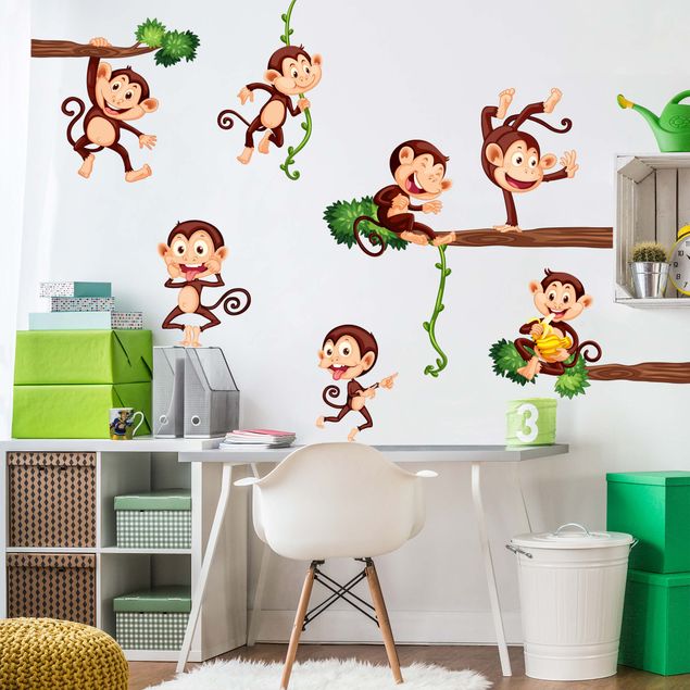 Autocolantes de parede árvores Monkey family
