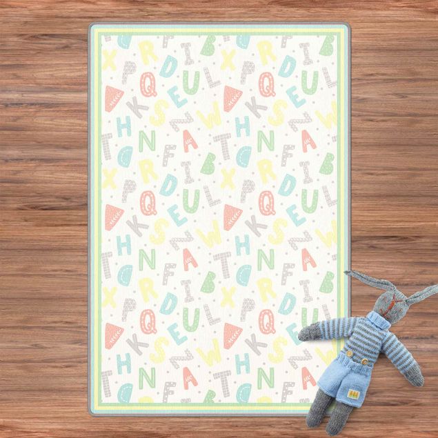 Tapetes pastel Alphabet In Pastel Colours With Frame