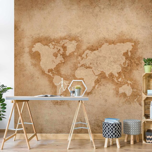 papel de parede moderno Antique World Map