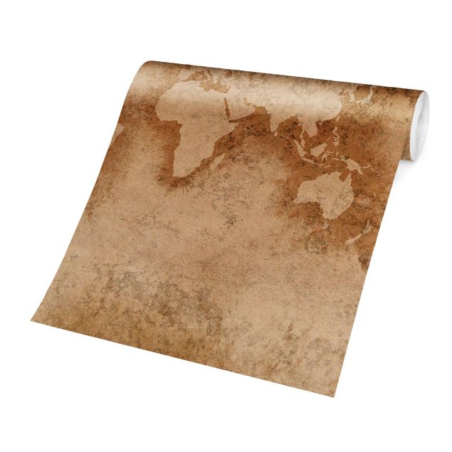 Papel de parede bege Antique World Map