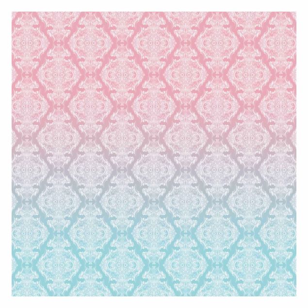 mural para parede Watercolour Baroque Pattern With Blue Pink Gradient