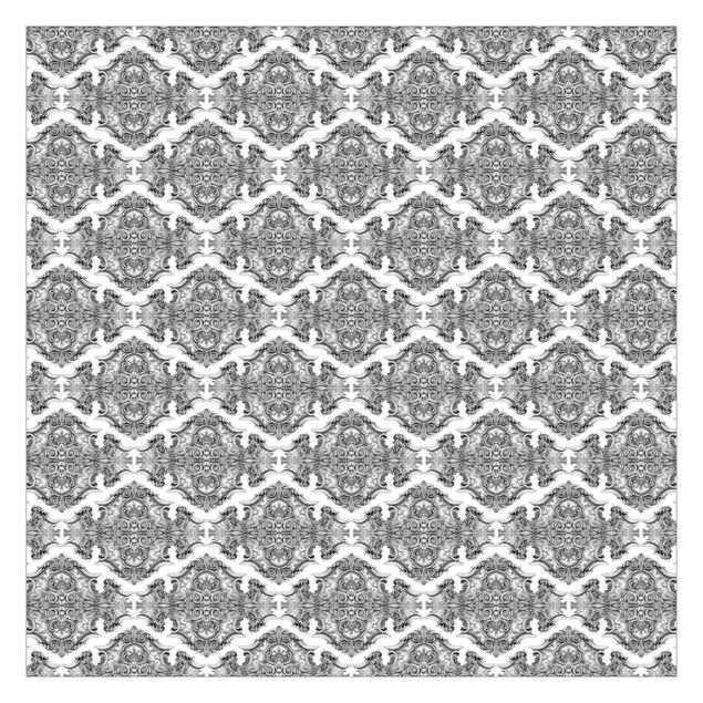 papel parede cinza Watercolour Baroque Pattern With Ornaments In Gray