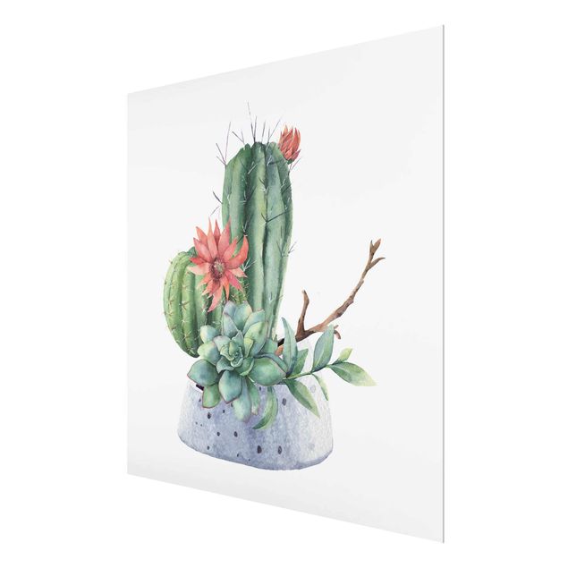 quadros para parede Watercolour Cacti Illustration