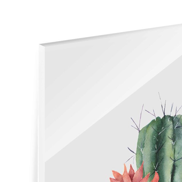 quadro em vidro Watercolour Cacti Illustration