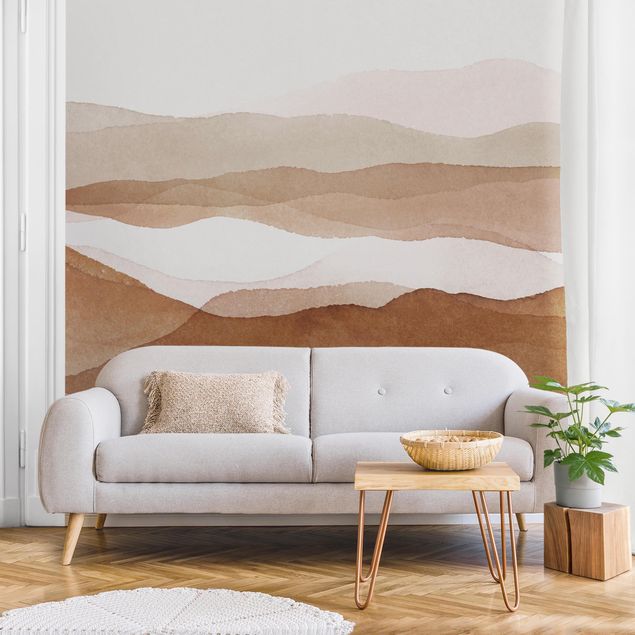 Papel de parede deserto Landscape In Watercolour Sandy Hills