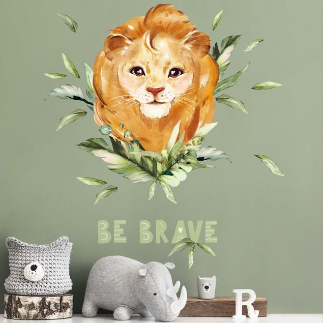 decoração para quartos infantis Watercolor Lion - Be Brave