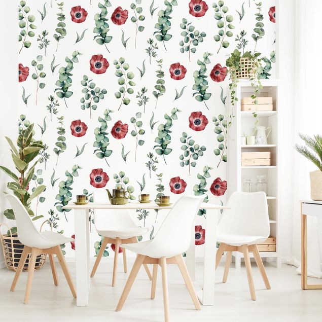 decoraçoes cozinha Watercolor Pattern Eucalyptus And Flowers