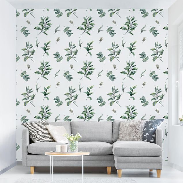 decoraçoes cozinha Watercolor Pattern Branches And Leaves