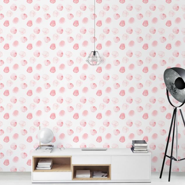 Papel de parede pontos Watercolour Dots Rosa