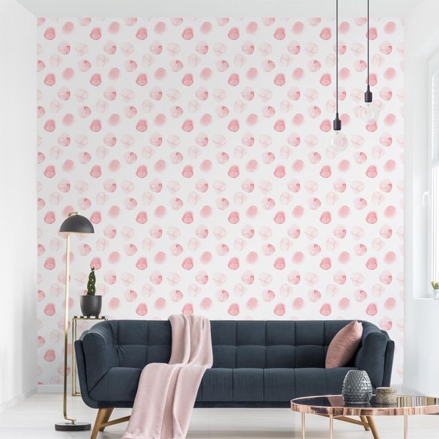 papel de parede moderno Watercolour Dots Rosa