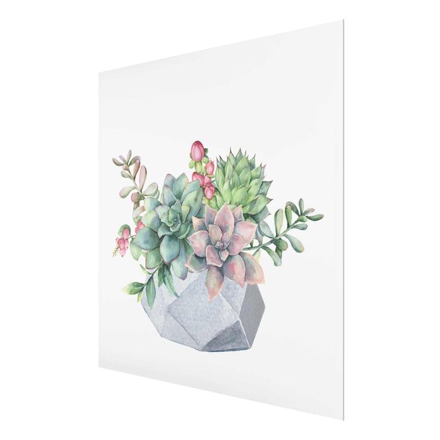 quadros para parede Watercolour Succulents Illustration
