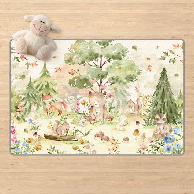 Tapetes modernos Watercolour Forest Animals