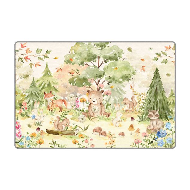 Tapetes naturais Watercolour Forest Animals