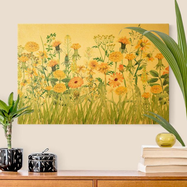quadro com flores Watercolour Flower Meadow In Yellow
