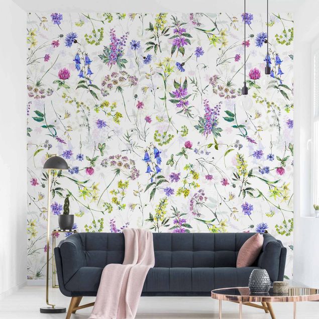 Papel de parede com flores Watercolour Wild Flowers