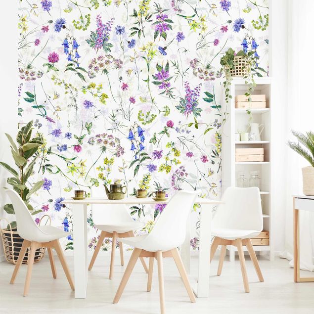 Papel de parede padrões Watercolour Wild Flowers