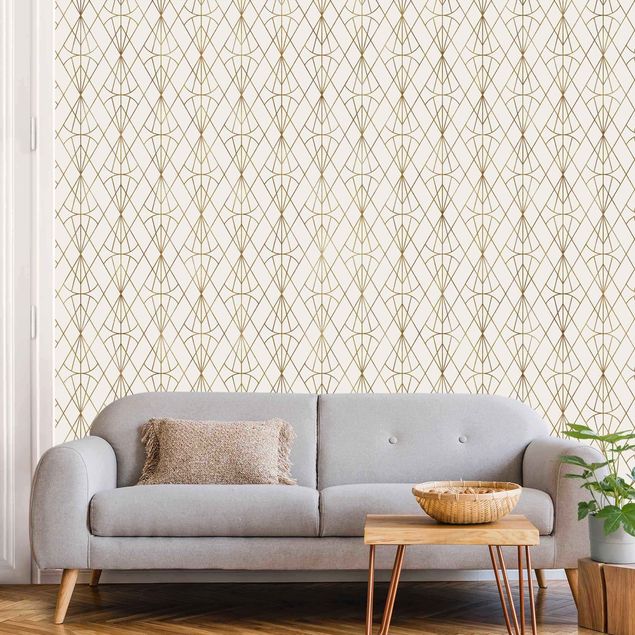 Papel de parede padrões Art Deco Diamond Pattern In Gold XXL
