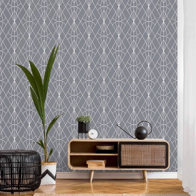 Papel de parede padrões Art Deco Diamond Pattern In Front Of Gray XXL