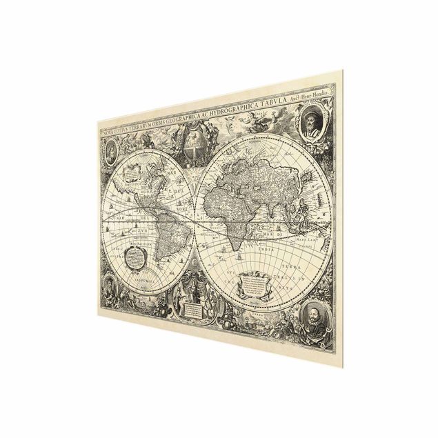 Quadros mapa mundi Vintage World Map Antique Illustration