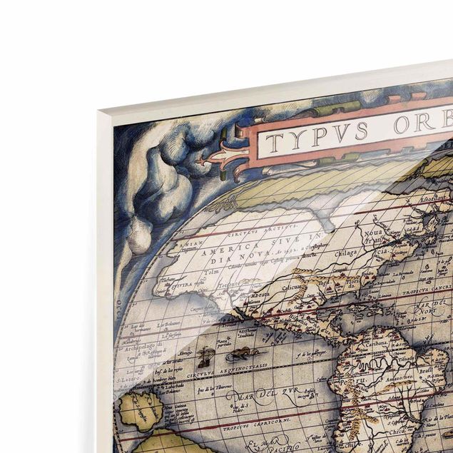 Quadros em vidro Historic World Map Typus Orbis Terrarum