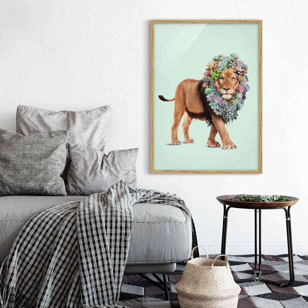 Quadros leões Lion With Succulents