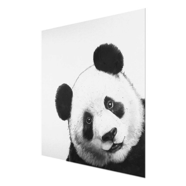 Quadros em vidro animais Illustration Panda Black And White Drawing