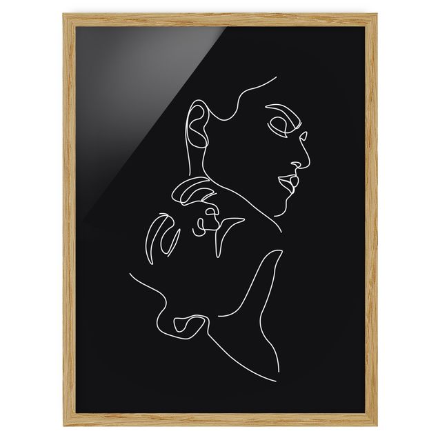 Quadros com moldura em preto e branco Line Art Women Faces Black