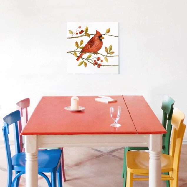 quadros decorativos para sala modernos Birds And Berries - Northern Cardinal