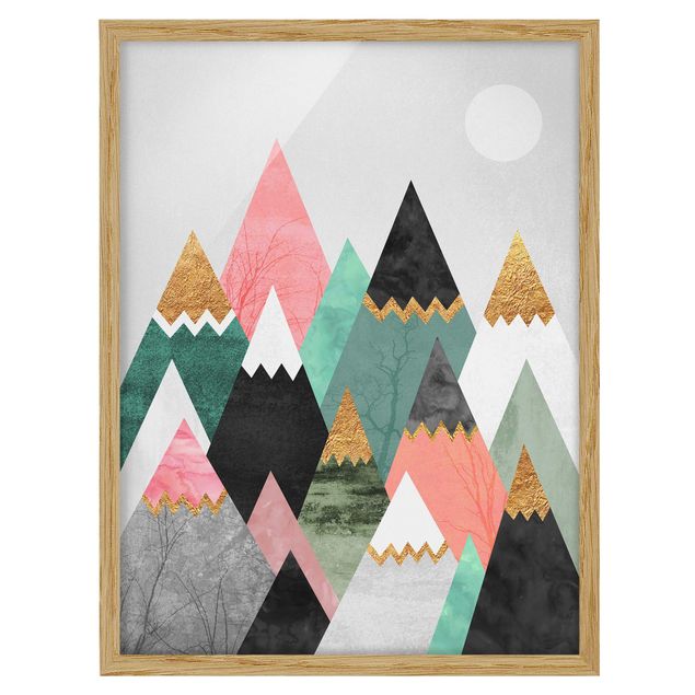 Quadros paisagens Triangular Mountains With Gold Tips