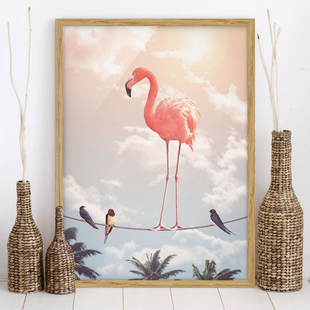 decoraçao para parede de cozinha Sky With Flamingo