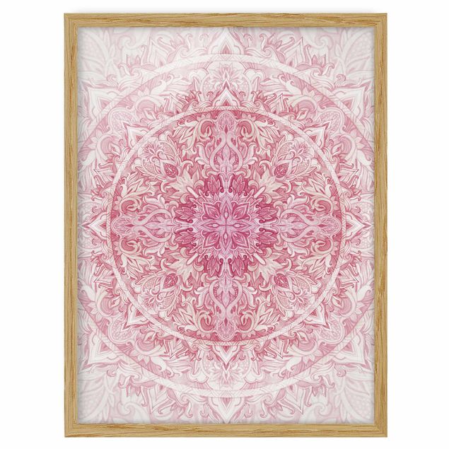 Quadros zen Mandala WaterColours Sun Ornament Light Pink