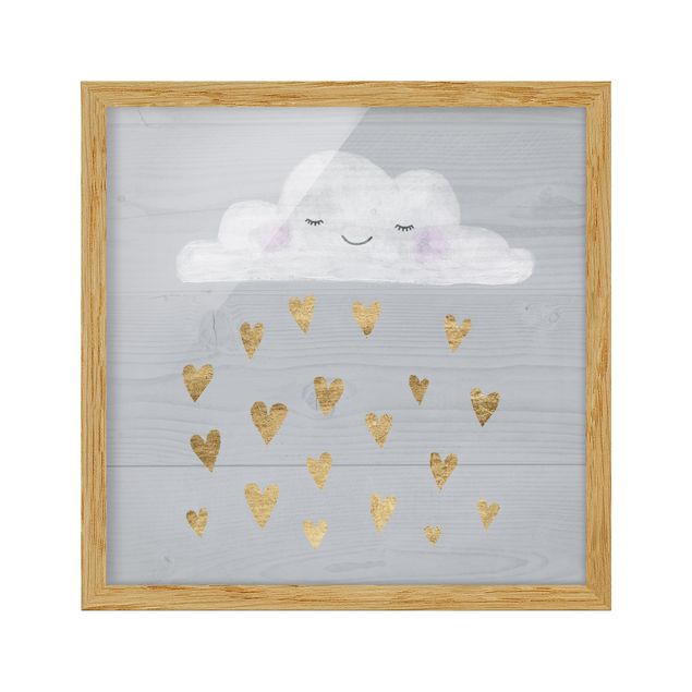 Quadros em cinza Cloud With Golden Hearts