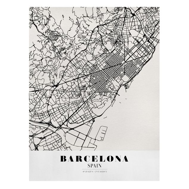 Quadros preto e branco Barcelona City Map - Classic