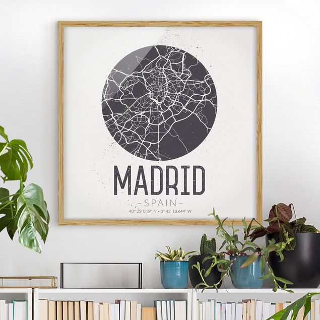 decoraçao para parede de cozinha Madrid City Map - Retro