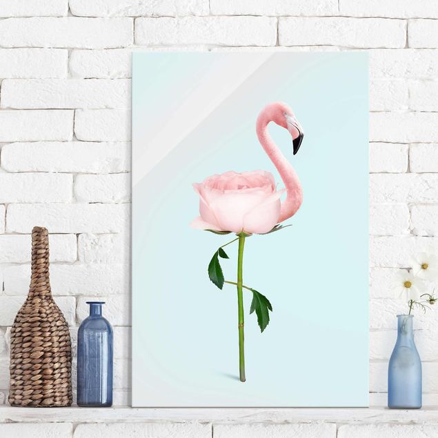Quadros decorativos Flamingo With Rose